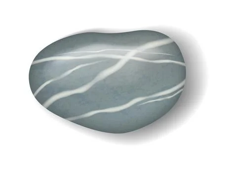 Smooth Pebble with White Stripes on White Background Stock Illustration