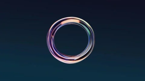A smooth perfectly rotating metallic ring with color shifts Stock Footage 338096840