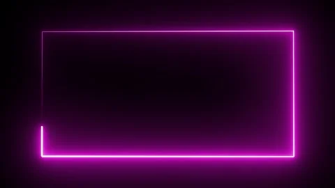 Smooth Pink Neon Rectangle Frame on Black border 库存影片 317453107