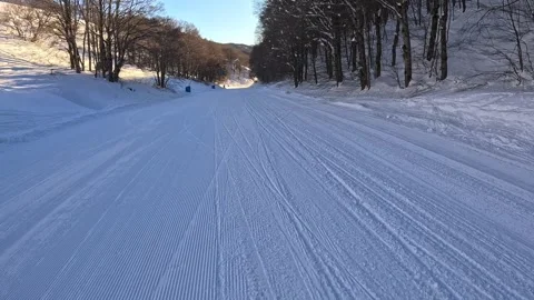 Smooth rail track on snow Stock-Footage 296798402