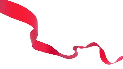 Smooth red ribbon on white background. 3d render Stock Illustration