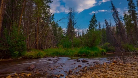 Smooth Relaxing Mountain Stream, Brown tones, Slow Zoom Time Lapse, Timelapse Stock Footage 128937576