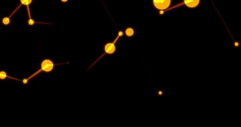 A smooth rotation of bright orange dots and lines on a dark background Stock Footage 345846681