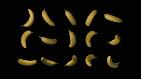 A smooth row of bananas moving randomly. Seamless pattern with bananas. Tropical Stock Footage 146678697