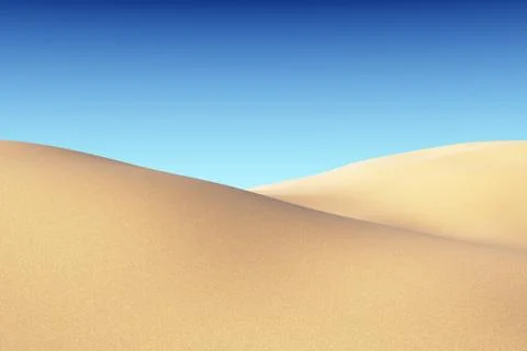 Smooth sand dunes under clear blue sky Stock Illustration