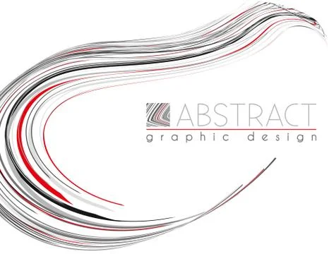 Smooth shape. Template with black, red and gray thin stripes Stock Illustration