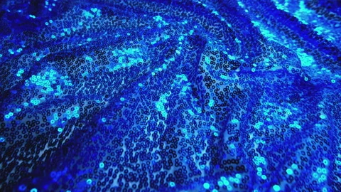 Smooth Shiny Blue Fabric, Close up, Detailed Texture Textile. Clothing. Blue Wav Stock Footage 277437644