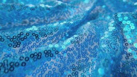 Smooth Shiny Blue Fabric, Close up, Detailed Texture Textile. Clothing. Blue Wav Stock Footage 278050429