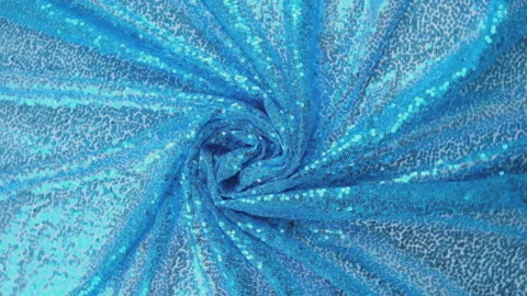 Smooth Shiny Blue Fabric, Close up, Detailed Texture Textile. Clothing. Blue Wav Stock-Footage 279071136