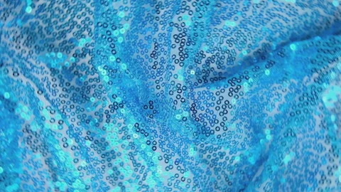 Smooth Shiny Blue Fabric, Close up, Detailed Texture Textile. Clothing. Blue Wav Stock Footage 281102744