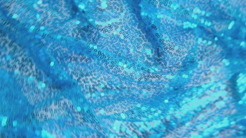 Smooth Shiny Blue Fabric, Close up, Detailed Texture Textile. Clothing. Blue Wav Stock Footage 282082173