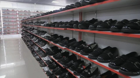 Smooth shoe rows on the shelves. Stock Footage 106206282