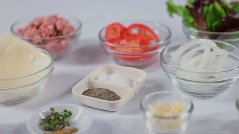Smooth shoot ingredients stuff for cooking Stock Footage 130860622