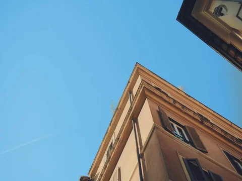 Smooth shooting of a beautiful apartment house in the center of Rome, Italy Stock Footage
