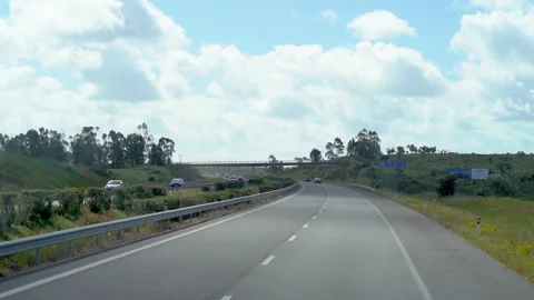 Smooth shot from bus driving on highway Stock Footage 273675330