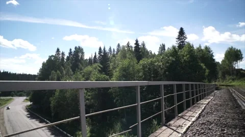 A smooth shot on a railway bridge. Stock Footage 150108642