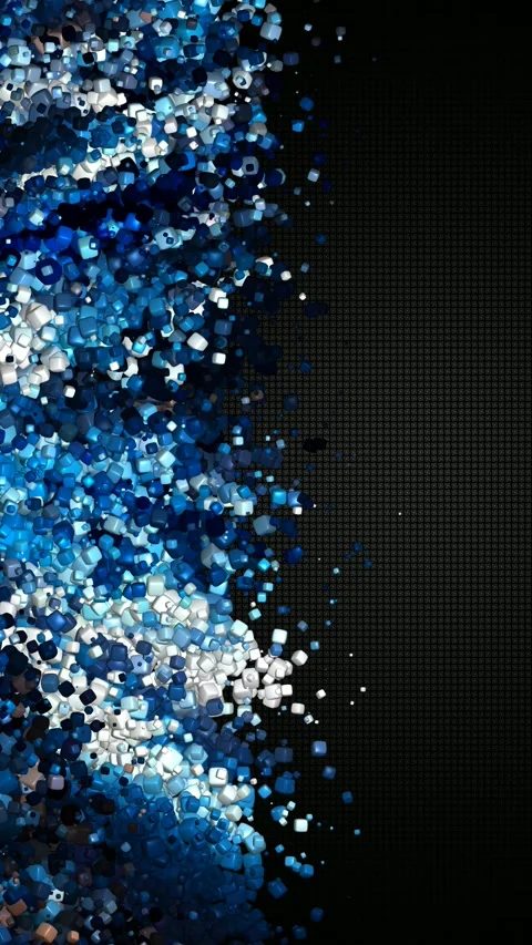 Smooth sideways motion of glossy cubes drifting across a deep dark textured fiel Stock Footage 322721647