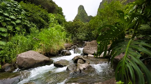 Smooth slider shot of Iao Needle on Maui Hawaii. Two different speeds. Stock Footage 57231198
