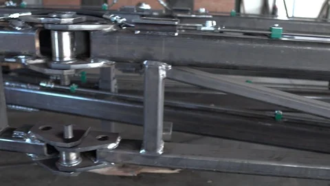Smooth sliding of the camera along the metal structure in an industrial plant Stock Footage 119985488
