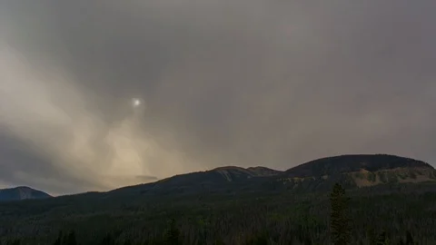 Smooth Soft Sunset over Timer Creek Mountain of the Rockies Time Lapse 4K Stock Footage 129355377