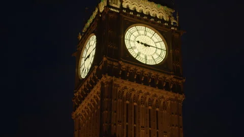 Smooth stable shot of Big Ben at night Westminster Stock Footage 334808927