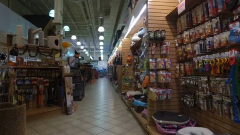 Smooth Steadicam of Pet Store Aisle Stock Footage 76150914