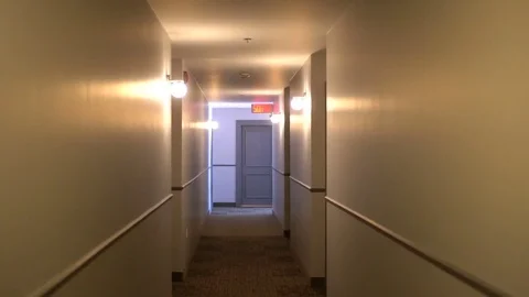 Smooth Steadicam Shot of an empty hallway Video stock 75795455