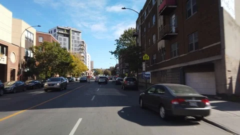 Smooth &amp; Steady Driving Shot on Côte-St-Luc During a Sunny Autumn Day Stock Footage 123533779