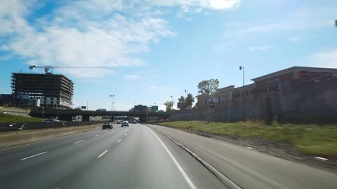 Smooth &amp; Steady Driving Shot Exiting Highway 15 S During a Sunny Autumn Day Stock Footage 123533546
