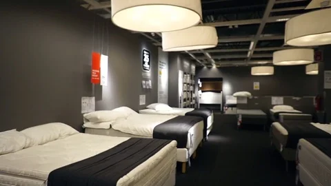 Smooth &amp; steady slow motion shot inside furniture store  Stock Footage 79891338