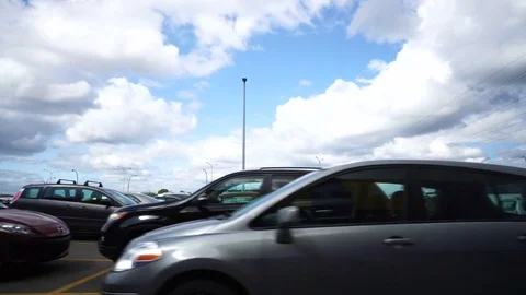 Smooth &amp; steady wide angle shot of IKEA parking lot Stock Footage 79890790