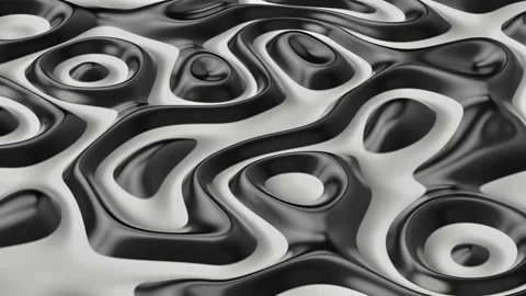 Smooth striped elements on liquid oil surface flowing. Bright, black and wh.. Stock Footage 330916142