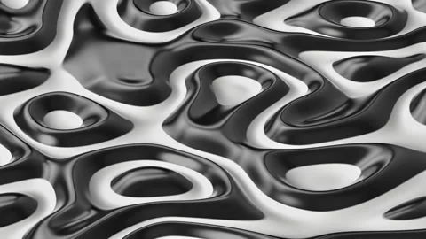 Smooth striped elements on liquid oil surface flowing. Bright, black and wh.. Stock Footage 331481807