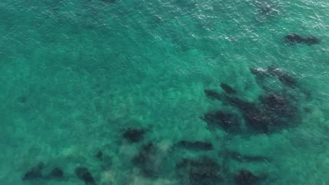 Smooth Sunlight Shimmering across the Open East Sea, Aerial View Stock Footage 344778280