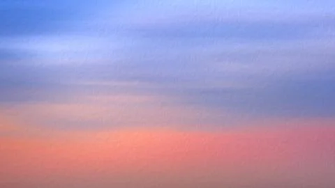 Smooth sunset sky gradient from blue to pink painted on textured watercolor p Foto stock