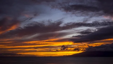 Smooth Sunset Timelapse with Dramatic Late Color from West Maui Stock Footage 129050105