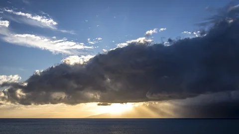 Smooth Sunset Timelapse with Dramatic Rays and Late Color from West Maui Stock Footage 128986841