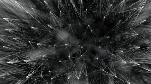 Smooth technological surface like dandelion. Plexus style connecting lines an Illustrazione stock