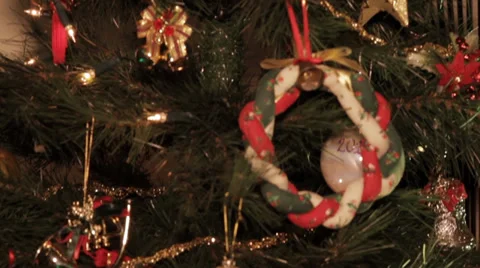 Smooth tilt of Christmas tree Stock Footage 33793555