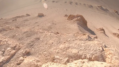 Smooth tilting up of a valley at Valle De La Luna desert Chile. Atacama Stock Footage 93848701