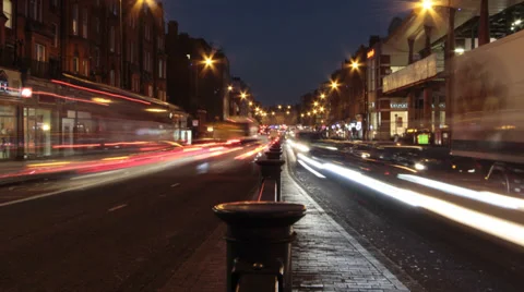 Smooth Time Lapse of London's Busy Finchley Road at Night Stock Footage 34086064