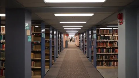 Smooth Timelapse Through Big College Library Stockbeeldmateriaal 85039366