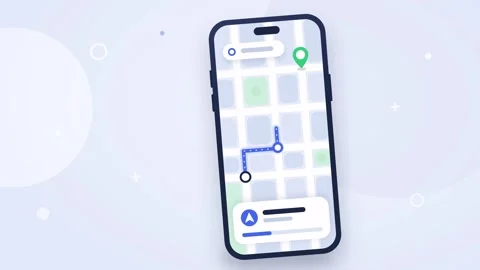 Smooth tracking 4K UHD smartphone navigation app route mapping Stock-Footage 347469399