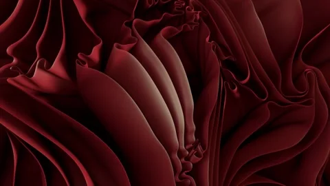 Smooth, undulating folds of red fabric create an abstract pattern, illuminated Stock Footage 296549335