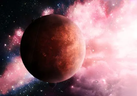 Smooth Unique Artistic Planet Flows Into a Beautiful Smooth Galaxy Background Stock Illustration