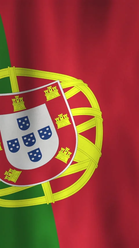Smooth Vertical Wavy Flag of Portugal, 3d Render Loop Background Stock Footage 303433706