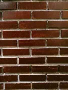 Smooth wall of dark red brick. Red brick wall background. Stock Photos