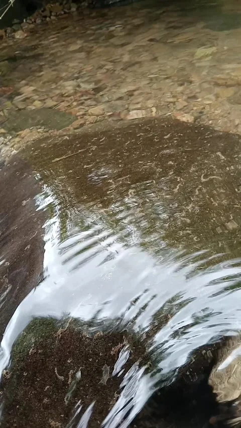 Smooth Water Overflow at Small Dam Edge – Natural Stream Flow Stock Footage 330405617