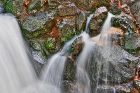 Smooth waterfall in hdr high dynamic range Stock Photos