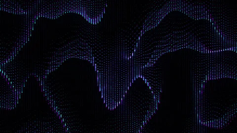 Smooth wave motion of dotted lines on black background Stock Footage 269495191
